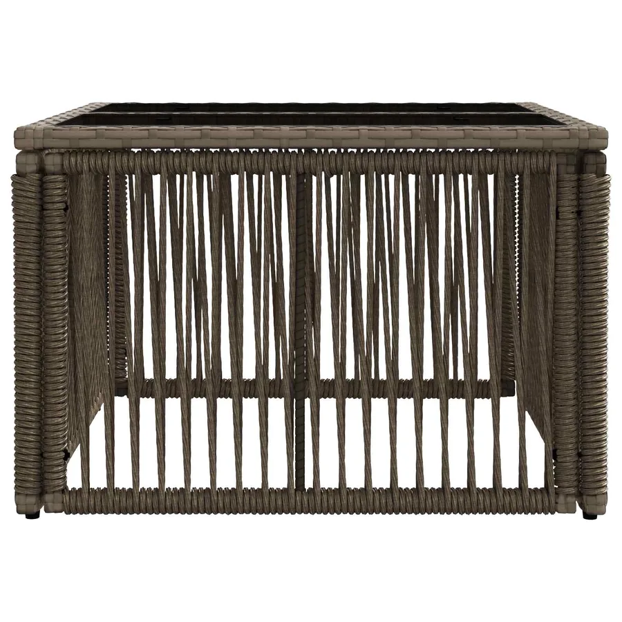 Table de Jardin Gris et Noir 55 x 55 x 37 cm Rattan PE et Verre - 3
