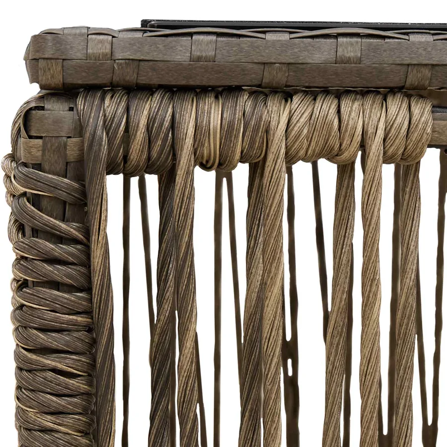 Table de Jardin Gris et Noir 55 x 55 x 37 cm Rattan PE et Verre - 5