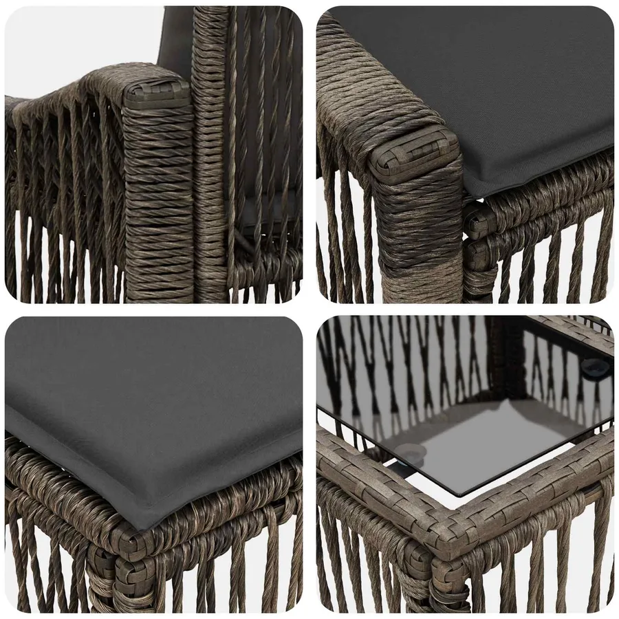 Ensemble de canapé de jardin 14 pcs Gris polyrotin - 9