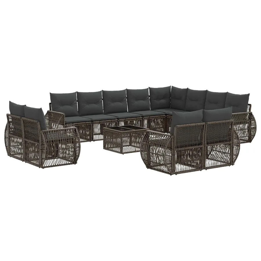 Ensemble de canapé de jardin 13 pcs Gris et Gris foncé - 2