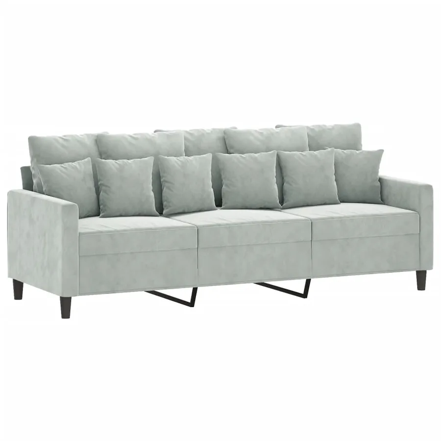 Ensemble de canapés 2 pcs avec coussins Gris clair Velours - 4
