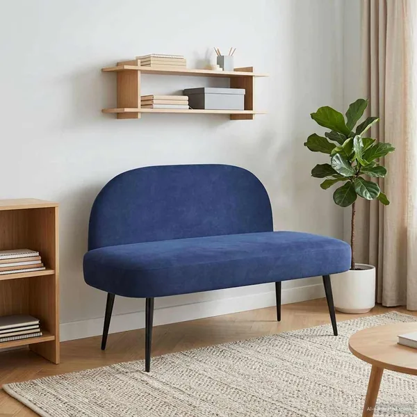 Banc rembourré avec dossier Bleu police 110 x 60 x 76 cm