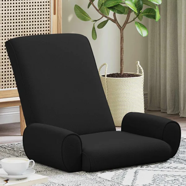 Fauteuil de sol ajustable Noir Velours grainé