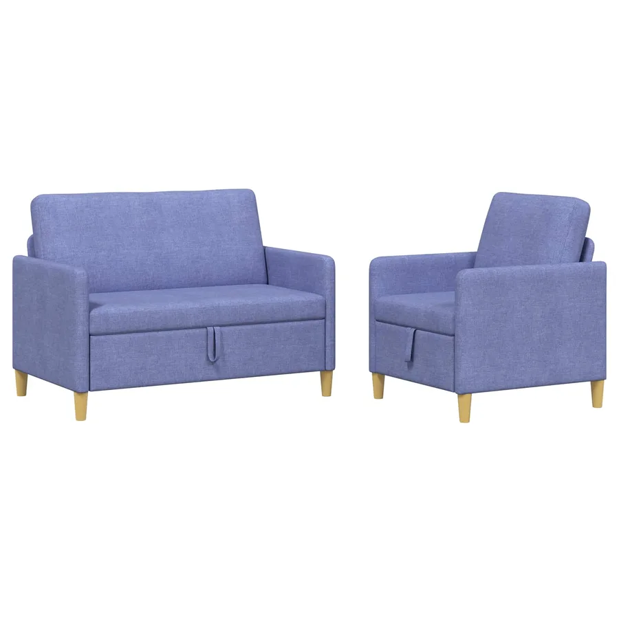 Canapé avec rangement 2 pcs Bleu denim Polyester - 2