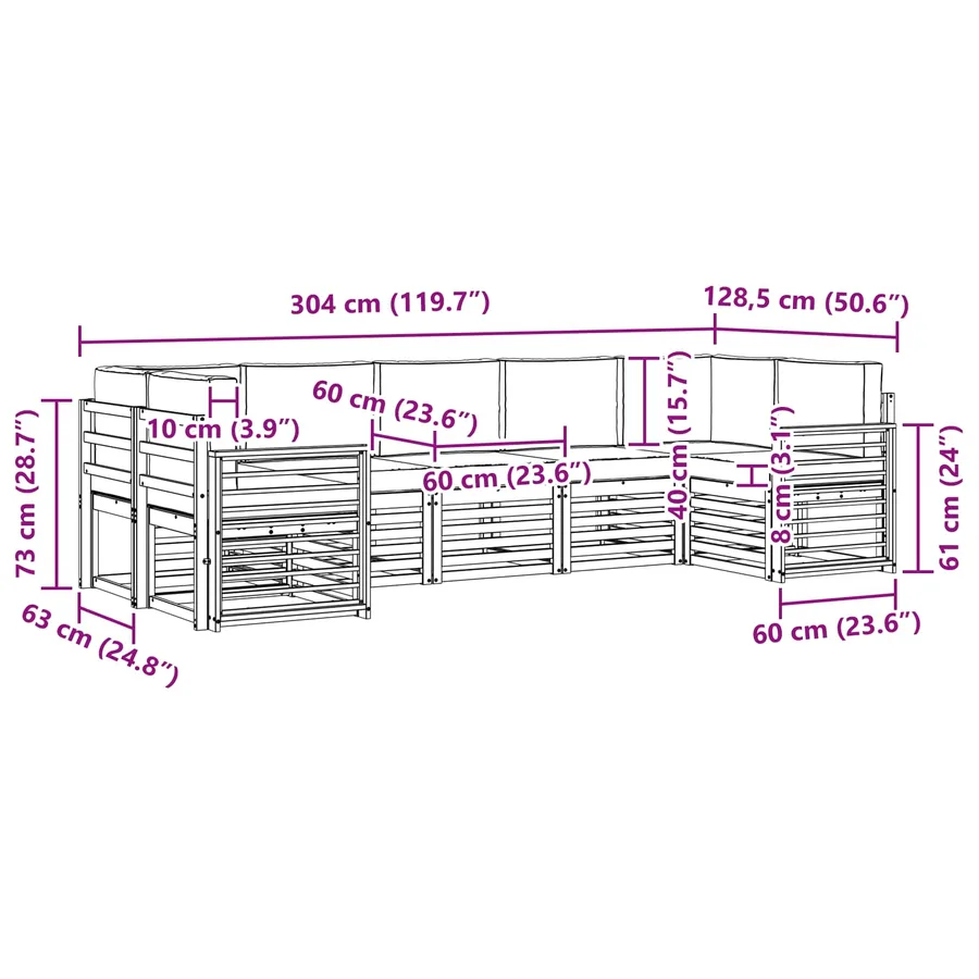 Ensemble de canapé d'angle 7 pcs Blanc et crème Polyester - 7
