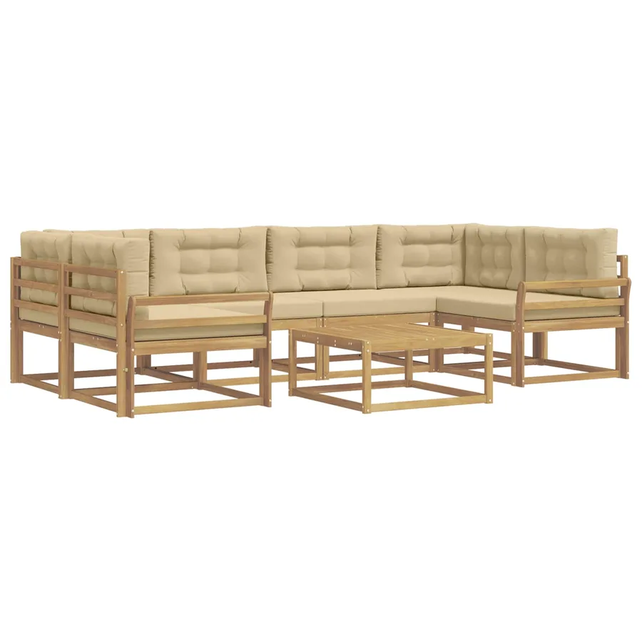 Ensemble de canapés d'extérieur 5 pcs Blanc et Beige - 2