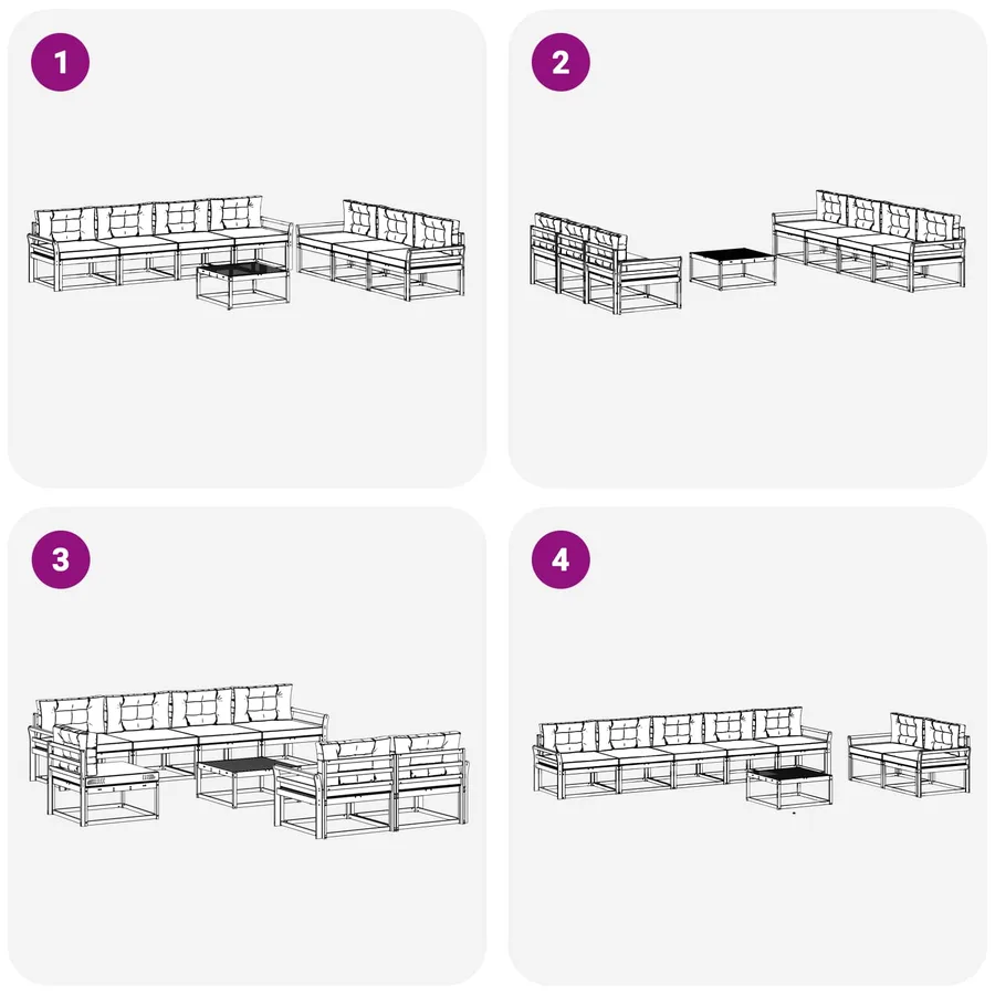 Ensemble de canapés d'extérieur 7 pcs Blanc et crème - 6