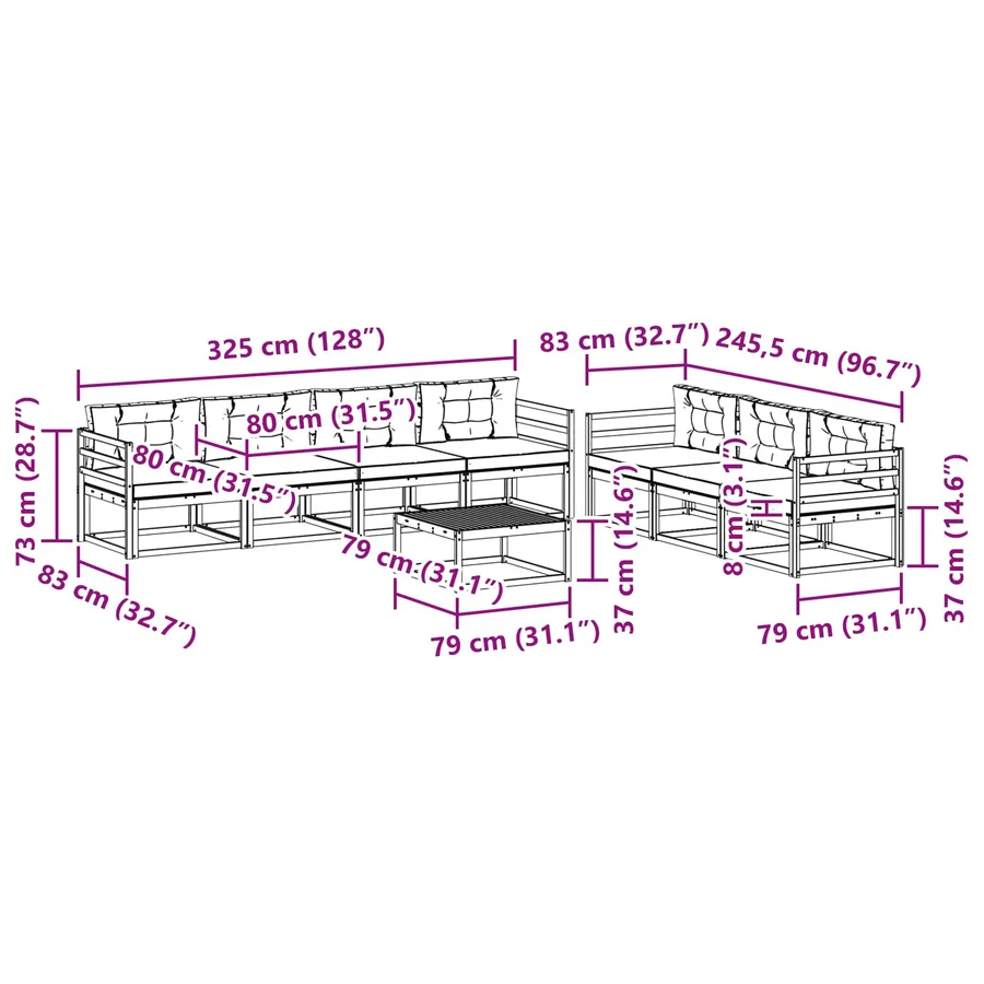 Ensemble de canapés d'extérieur 7 pcs Blanc et anthracite - 8