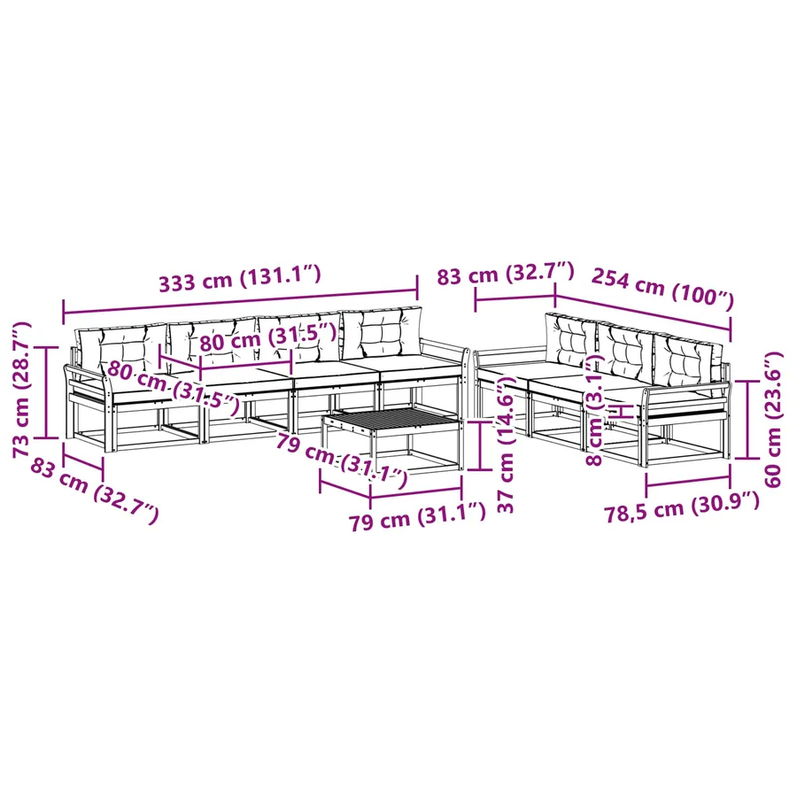 Ensemble de canapés d'extérieur 7 pcs Blanc et anthracite - 7