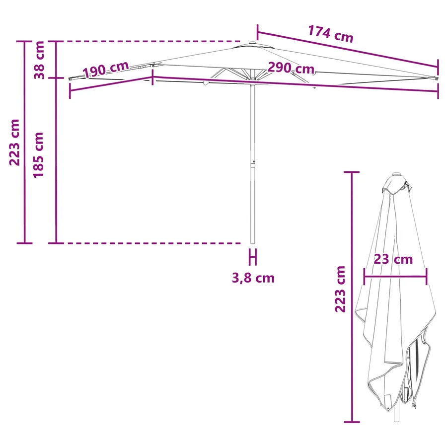 Parasol de jardin 200 x 300 cm Polyester Rectangulaire - 7