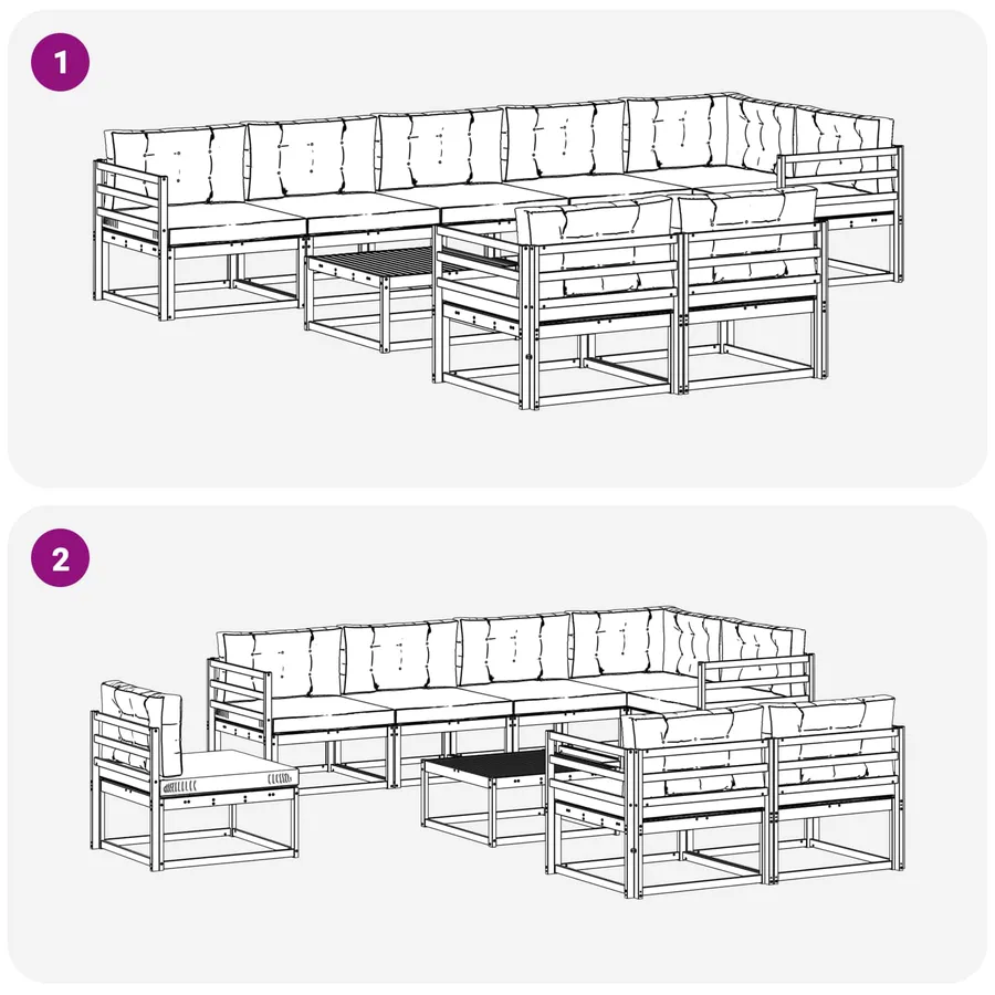 Ensemble de canapés d'extérieur 9 pcs Blanc et anthracite - 7