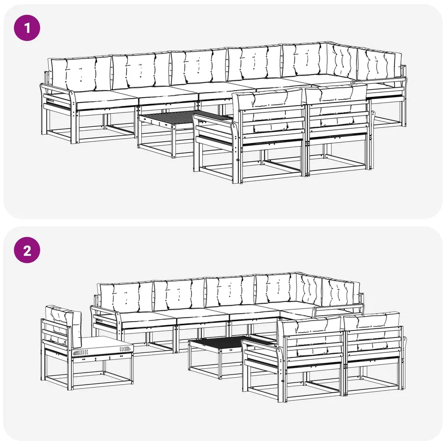 Ensemble de canapés d'extérieur 9 pcs Blanc et Beige - 7