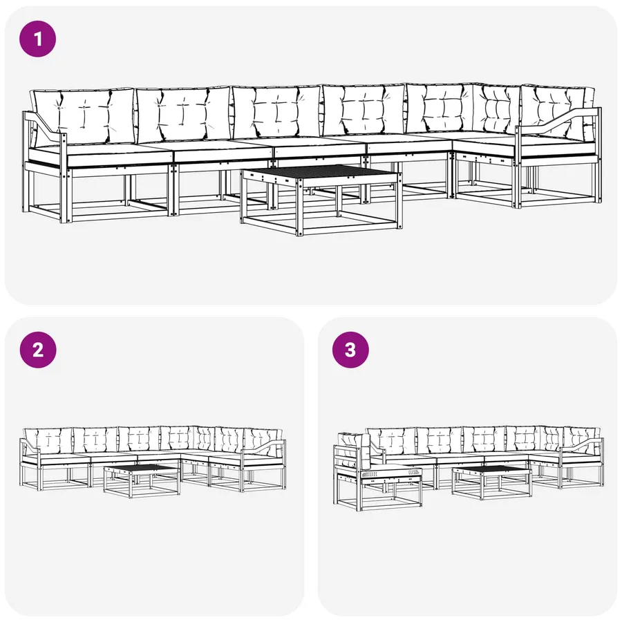 Ensemble de canapés d'extérieur 7 pcs Blanc et crème - 7