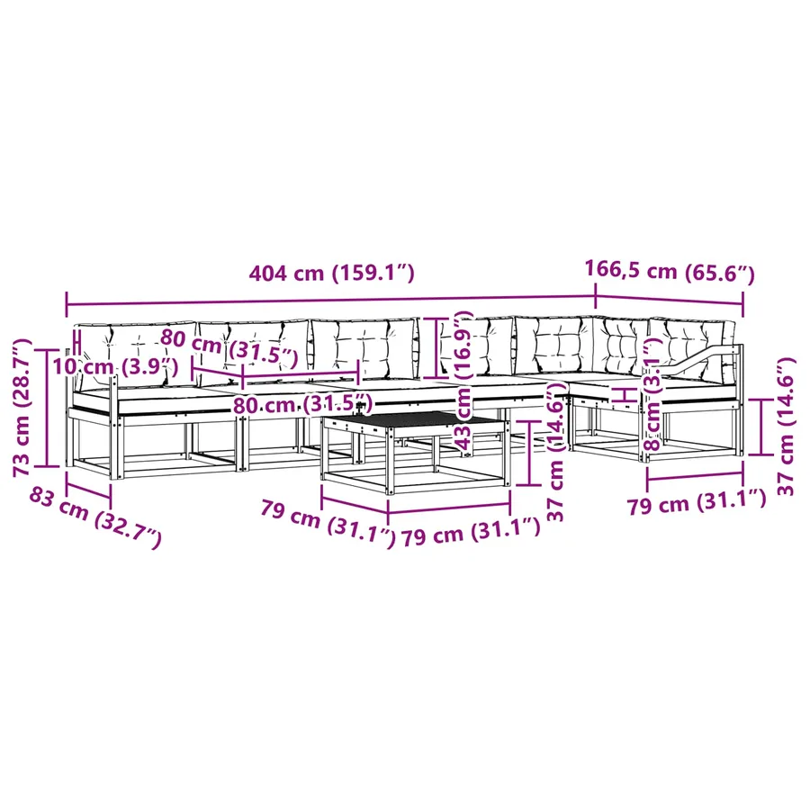 Ensemble de canapés d'extérieur 7 pcs Blanc et crème - 8
