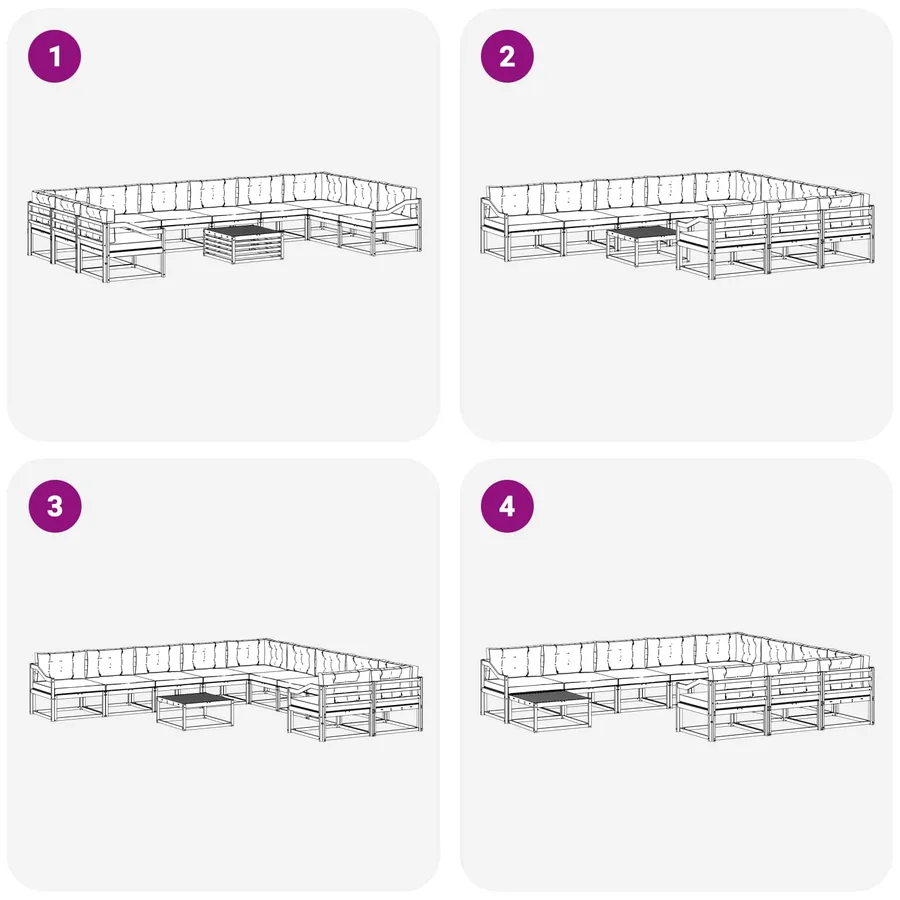 Ensemble de canapés d'extérieur 11 pcs Blanc et Beige - 7