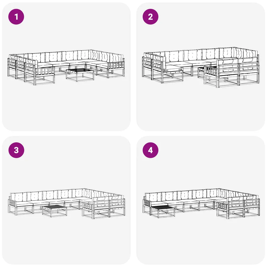 Ensemble de canapés d'extérieur 10 pcs Blanc et Beige - 7