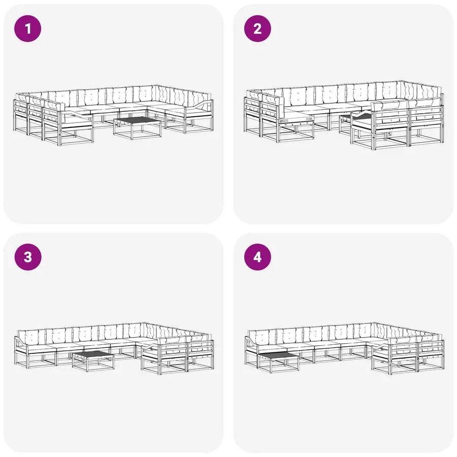 Ensemble de canapés d'extérieur 10 pcs Blanc et anthracite - 7