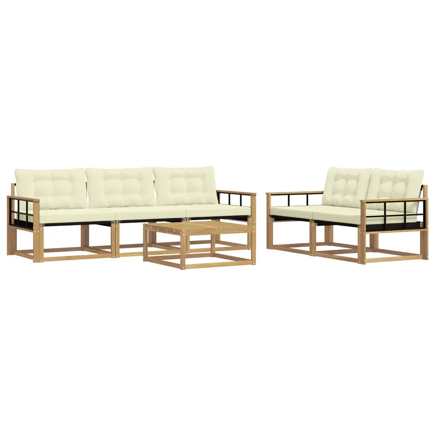 Ensemble de canapés d'extérieur 6 pcs Blanc et crème - 2