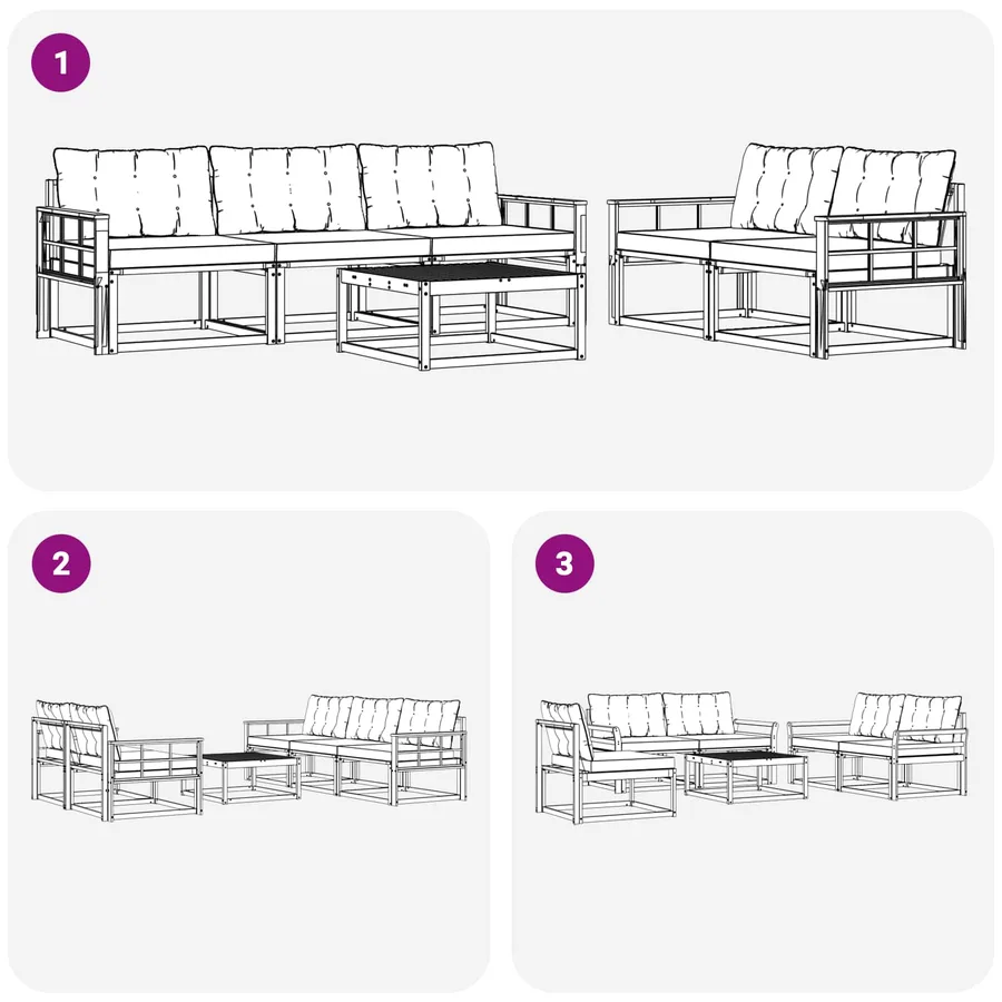 Ensemble de canapés d'extérieur 6 pcs Blanc et crème - 7