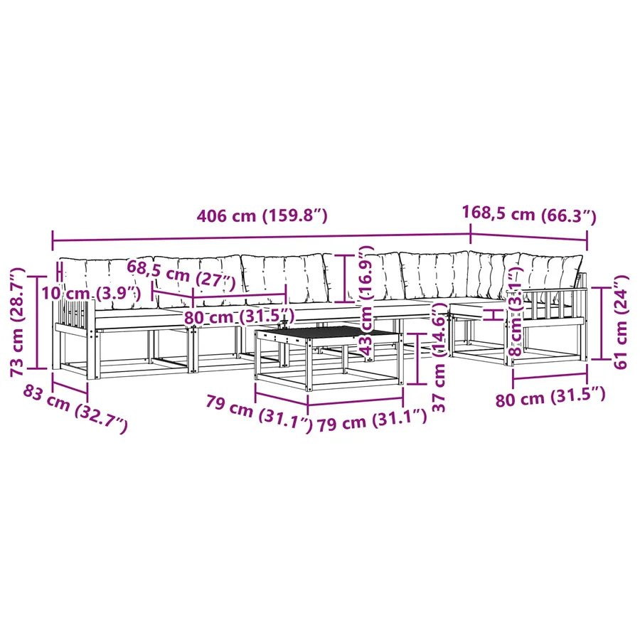 Ensemble de canapés d'extérieur 7 pcs Blanc et Beige - 10