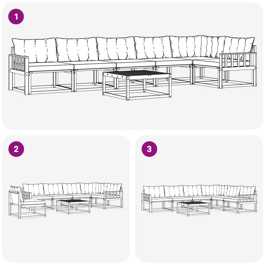 Ensemble de canapés d'extérieur 7 pcs Blanc et Beige - 9