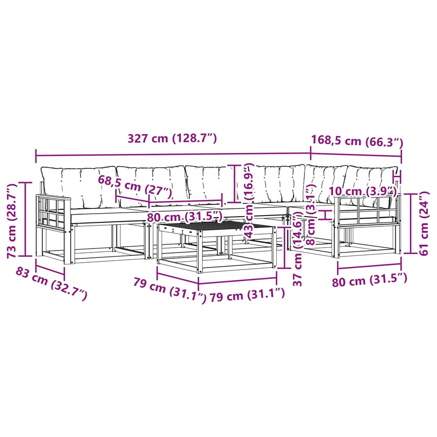 Ensemble de canapés d'extérieur 6 pcs Blanc et Beige - 8