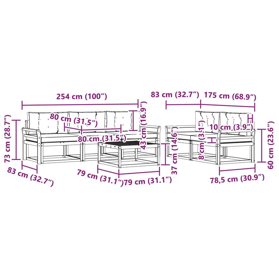 Ensemble de canapés d'extérieur 6 pcs Blanc et anthracite - 7