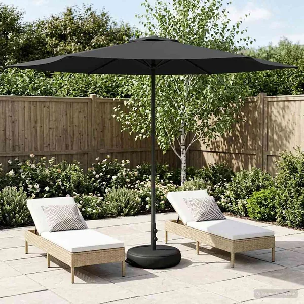 Parasol de jardin avec base 300 x 300 cm Polyester