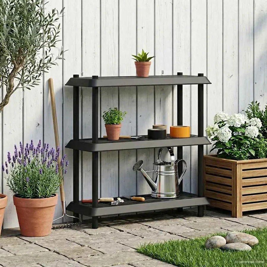 Unité de rangement 3 niveaux 100 x 40 x 96 cm PP Anthracite - 4