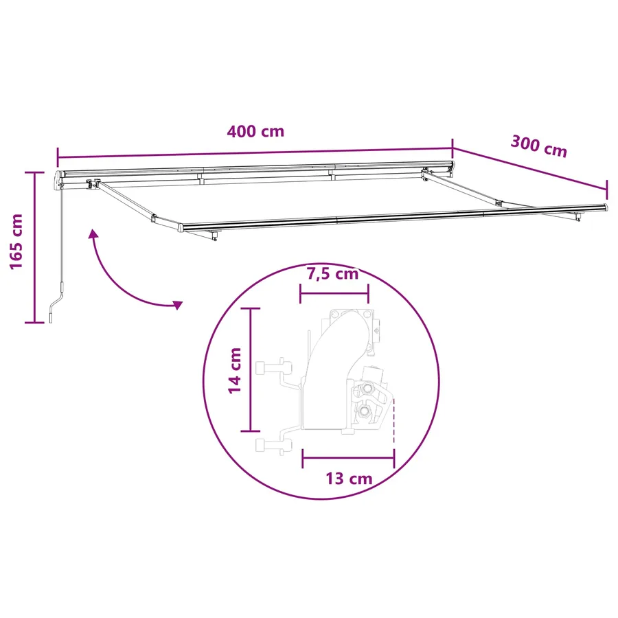 Auvent rétractable Sable 4 × 3 m Polyester et Aluminium - 7