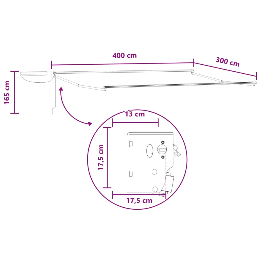 Auvent rétractable électrique Sable 100% Polyester et Aluminium - 9