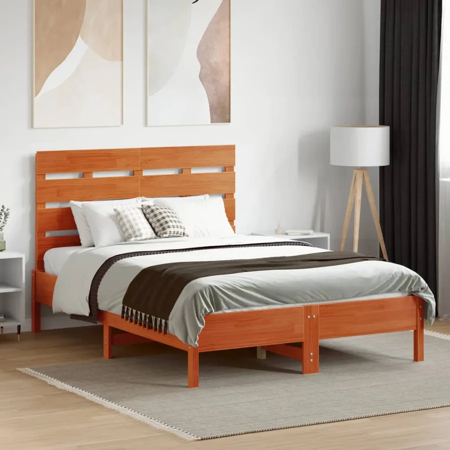 Tête de lit cire marron 120 cm bois massif de pin - 3