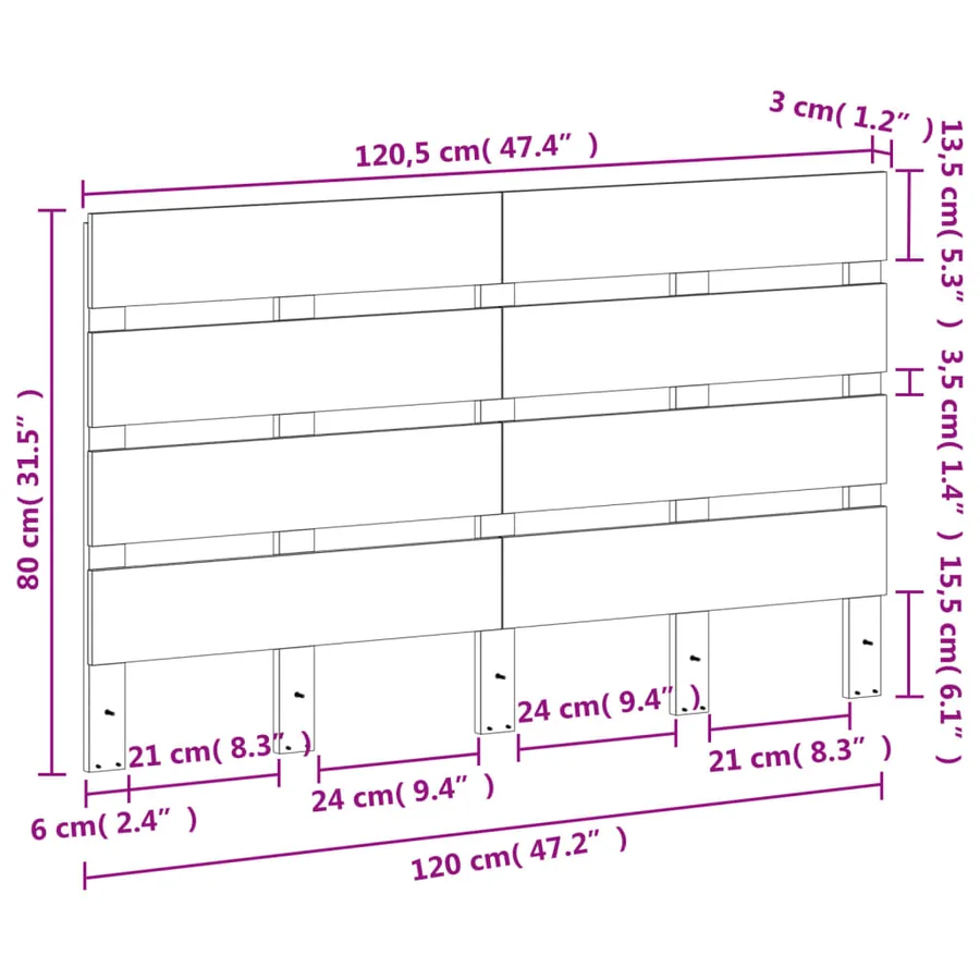 Tête de lit cire marron 120 cm bois massif de pin - 9