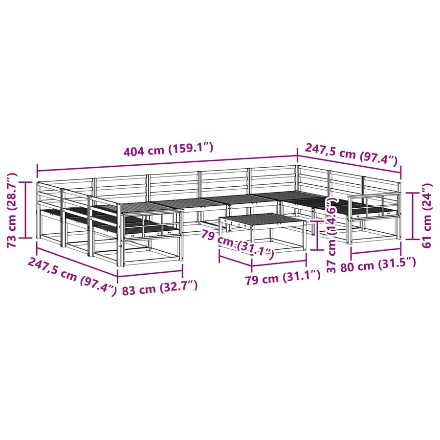 Ensemble de canapés d'extérieur 10 pcs Blanc - 9
