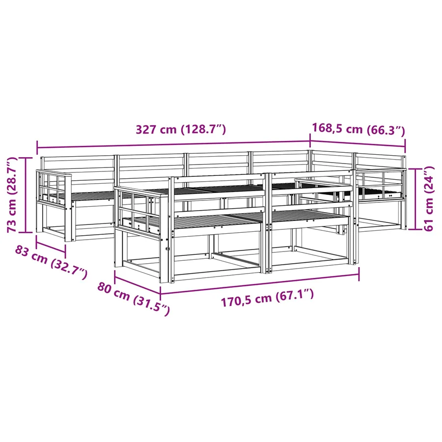 Ensemble de canapés d'extérieur 8 pcs Blanc 327 x 168,5 x 73 cm - 6
