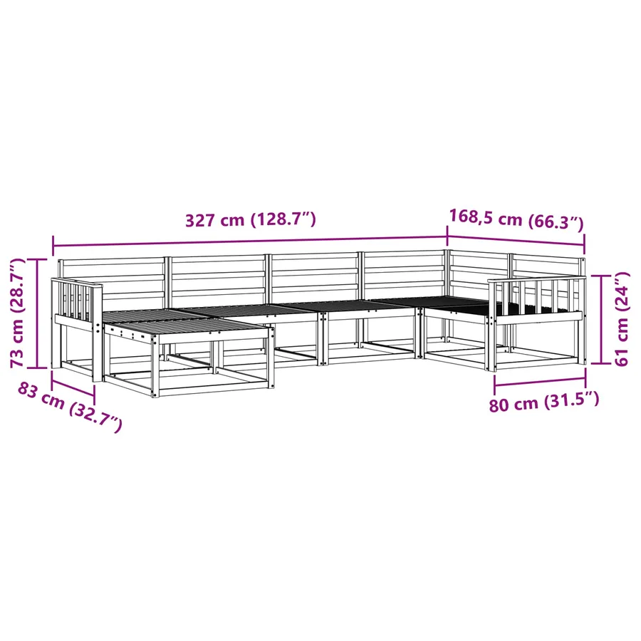 Ensemble de canapés d'extérieur 6 pcs Blanc 327 x 168,5 x 73 cm - 8