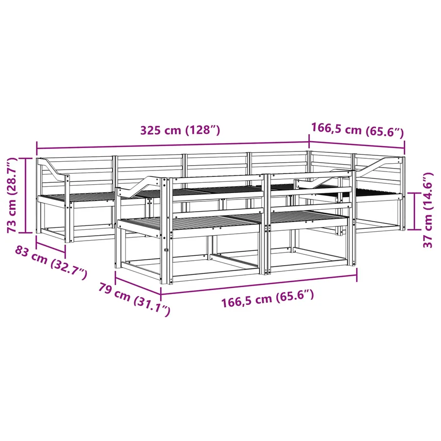 Ensemble de canapés d'extérieur 8 pcs Blanc 325 x 166,5 x 73 cm - 6