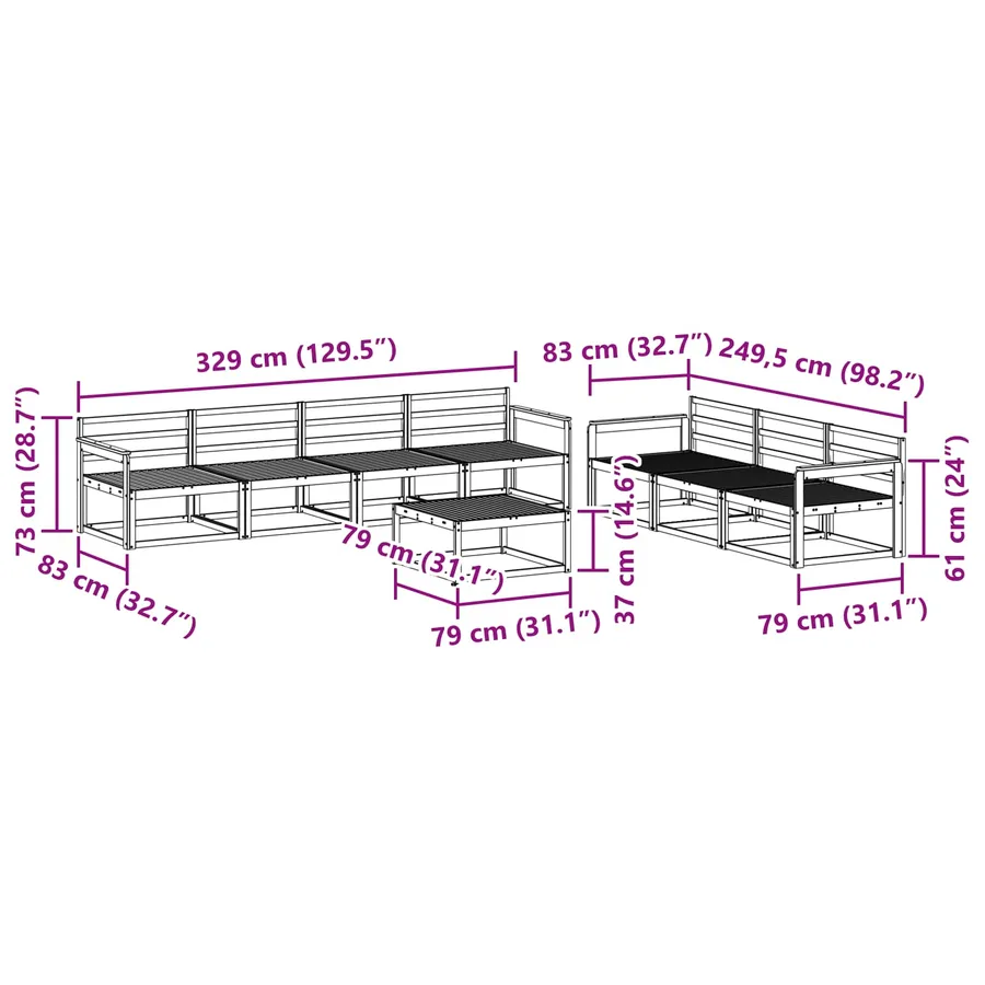 Ensemble de canapés d'extérieur 8 pcs Blanc - 8