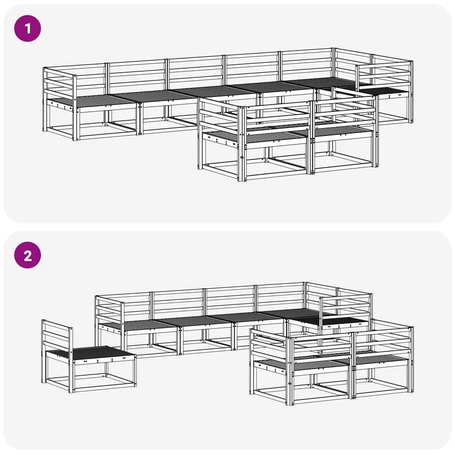 Ensemble de canapés d'extérieur 8 pc Blanc Bois d'Acacia Massif - 6