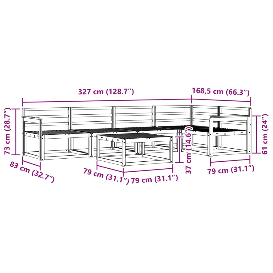 Ensemble de canapés d'extérieur 6 pcs Blanc 79 x 79 x 37 cm - 9