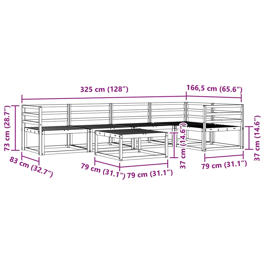 Ensemble de canapés d'extérieur 6 pcs Blanc 79 x 79 x 37 cm - 9