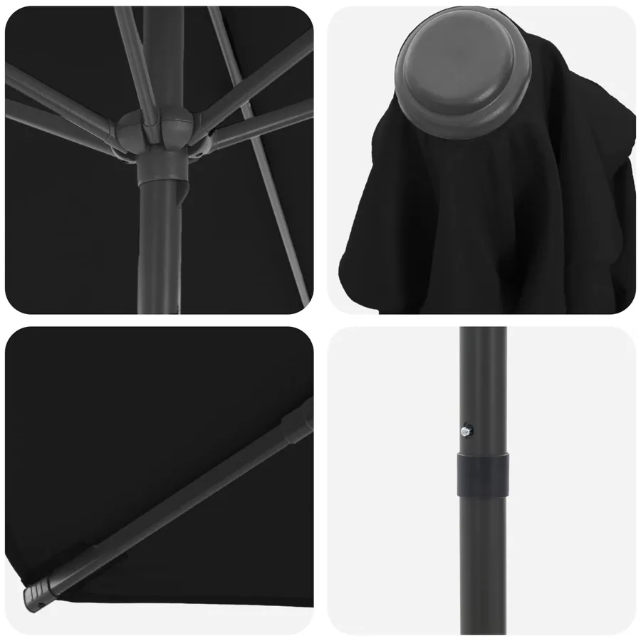 Parasol de jardin 230 x 230 cm Polyester Rectangulaire Noir - 5