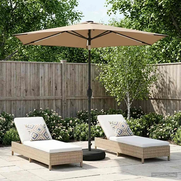 Parasol de jardin avec lumières LED et base 270 x 270 cm