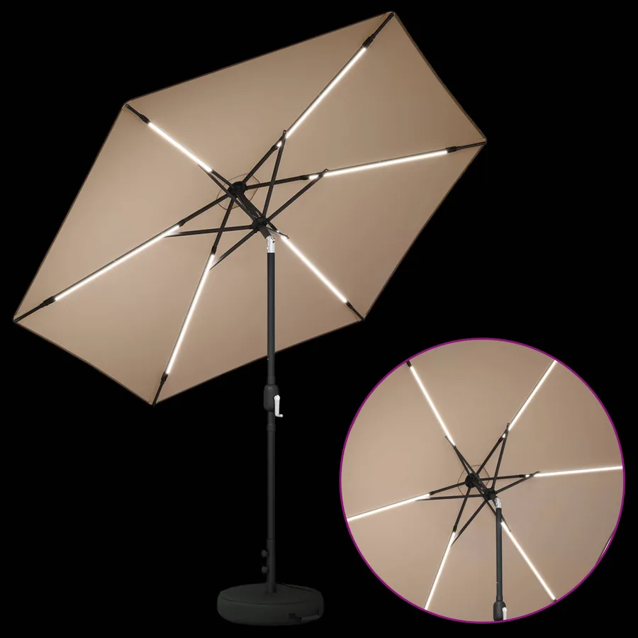 Parasol de jardin avec lumières LED et base 270 x 270 cm - 4