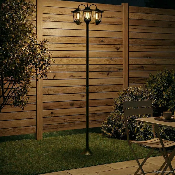 Lampadaire à 3 têtes Noir 16 x 16 x 187 cm Aluminium et ABS
