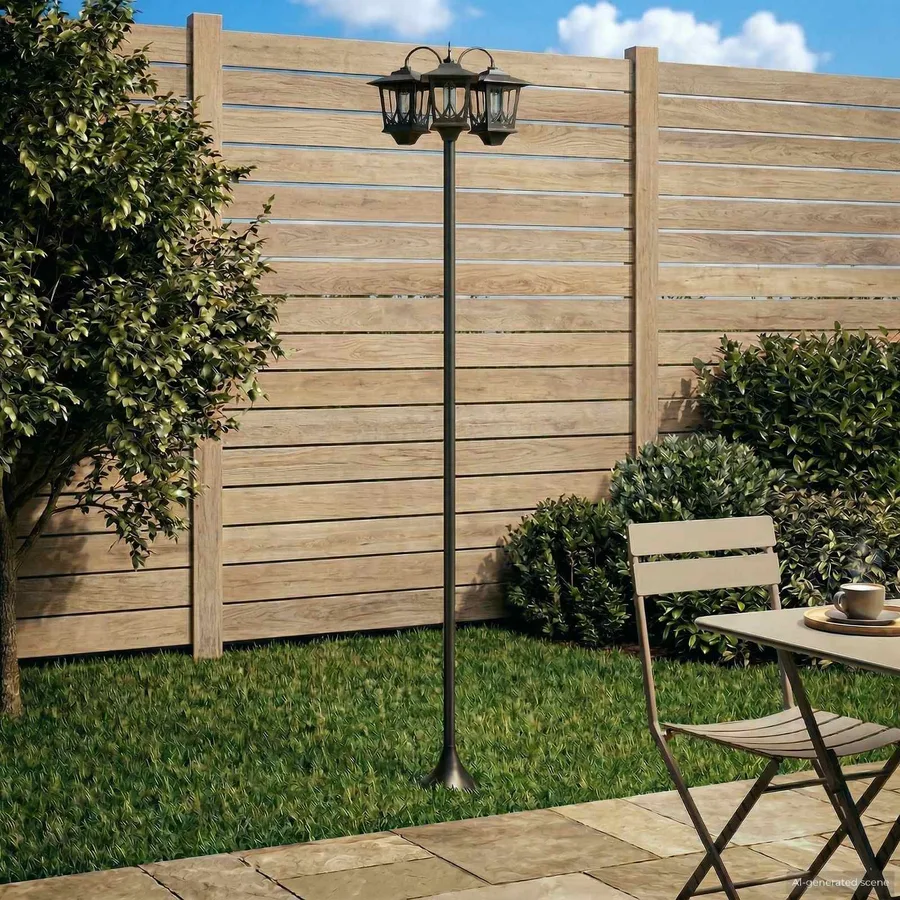 Lampadaire à 3 têtes Noir 16 x 16 x 187 cm Aluminium et ABS - 3