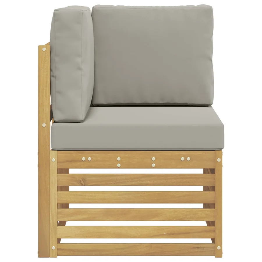Canapé d'angle extérieur Bois d'Acacia Massif Blanc - 4