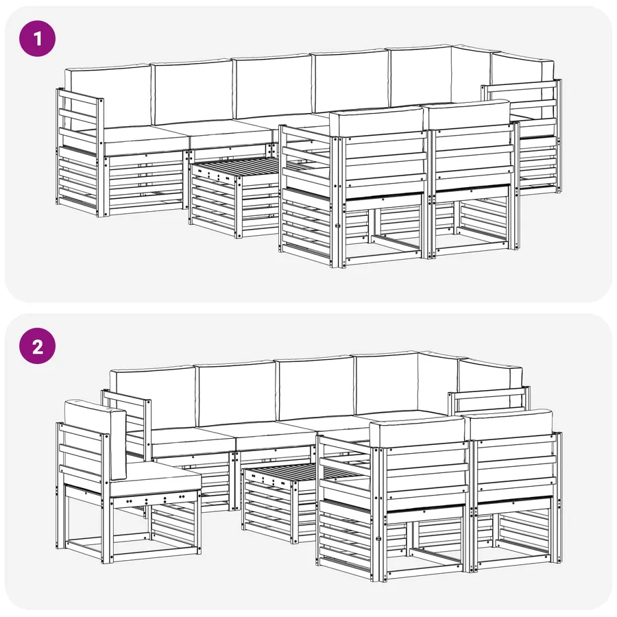 Ensemble de canapés d'extérieur 9 pcs Blanc et Beige - 7
