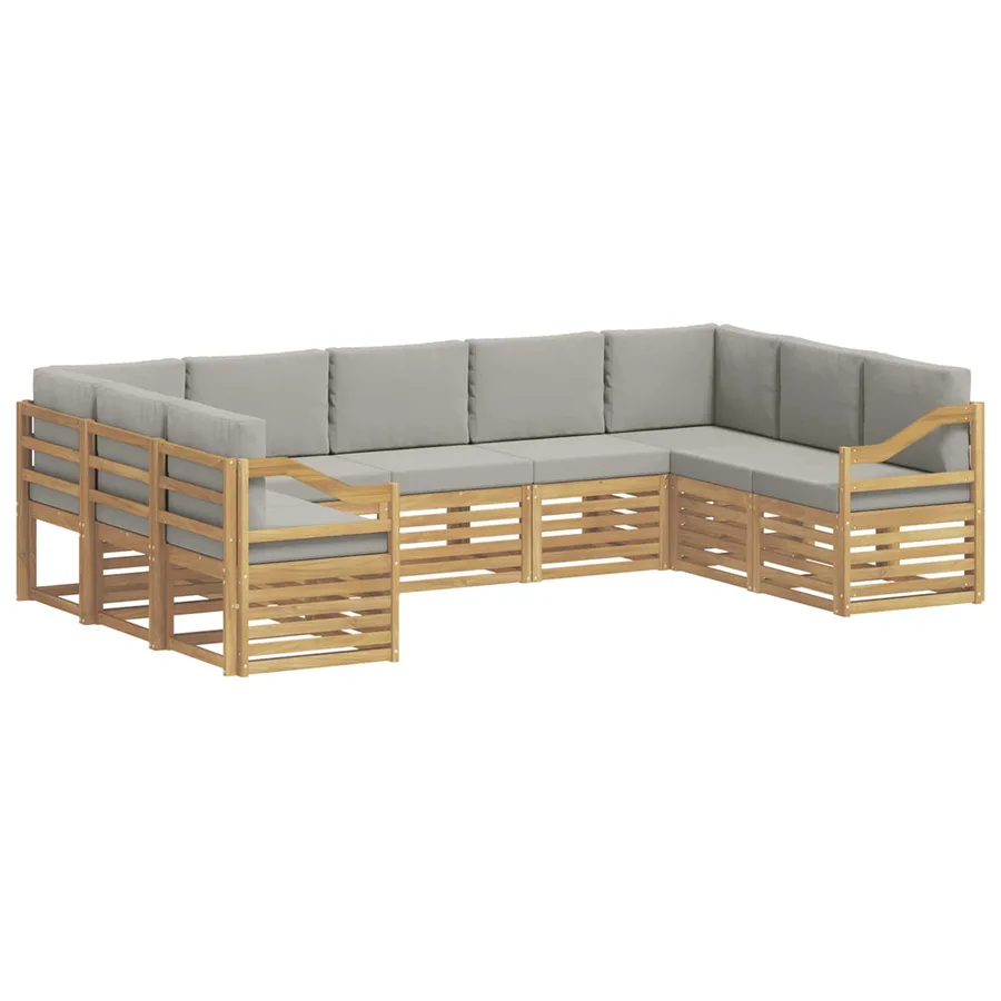 Ensemble de canapé d'angle 9 pcs Blanc et gris clair - 2