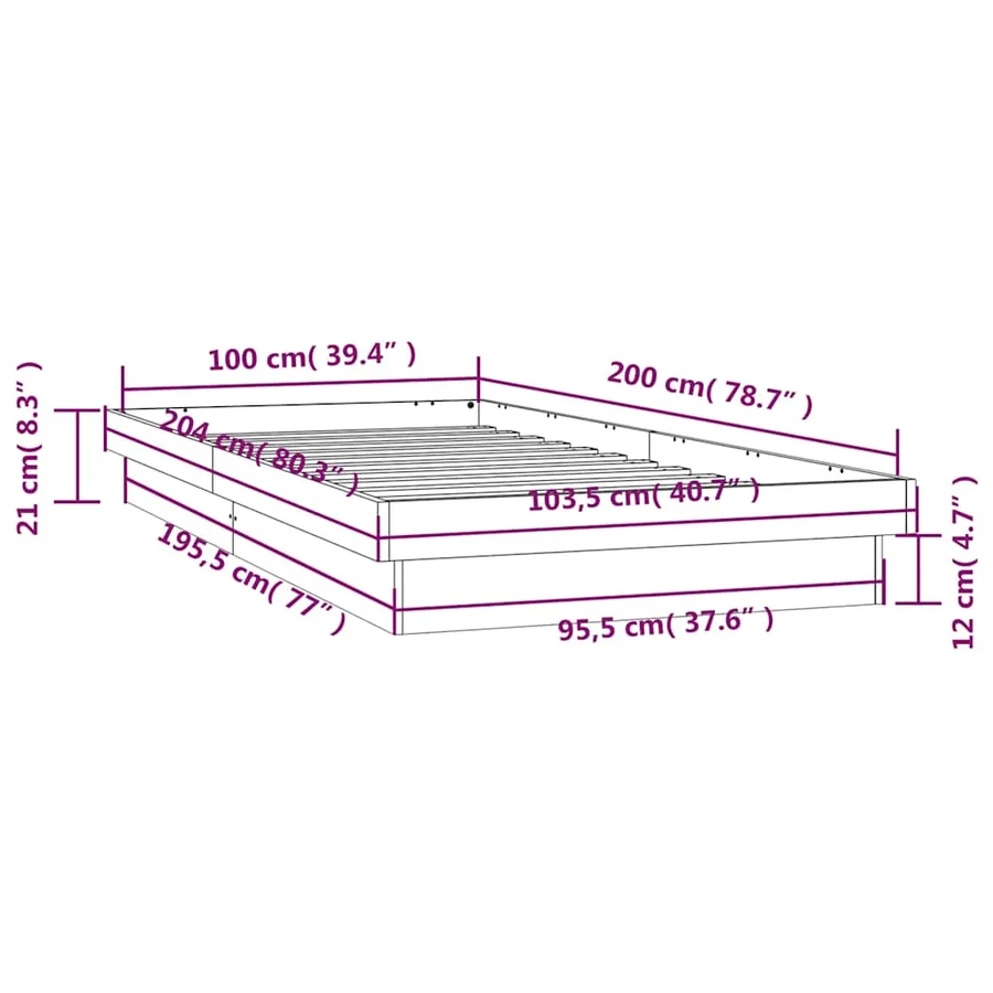 Cadre de lit à LED sans matelas 100x200 cm bois massif - 15